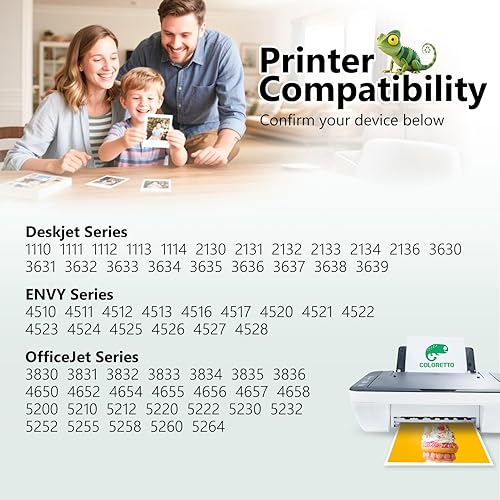 Miniatura 2 de COLORETTO 63XL - Cartucho de tinta negra de repuesto para HP 63, compatible con Officejet 4650, 3830, 5255, 5258, 4655, 5200, Envy 4512, 4520, 4516,