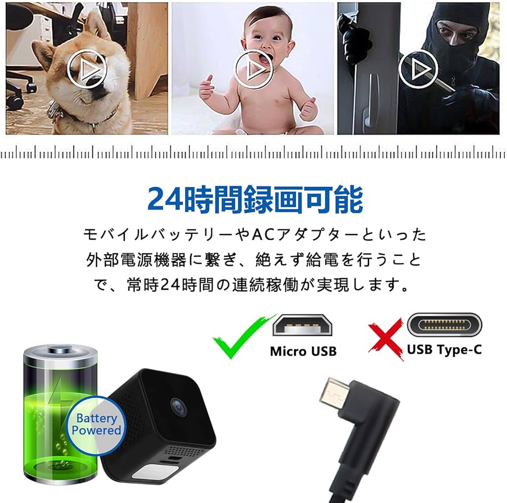 Amazon.co.jp: WiFi 超小型カメラ 隠しカメラ 長時間録画 HD 1080P高