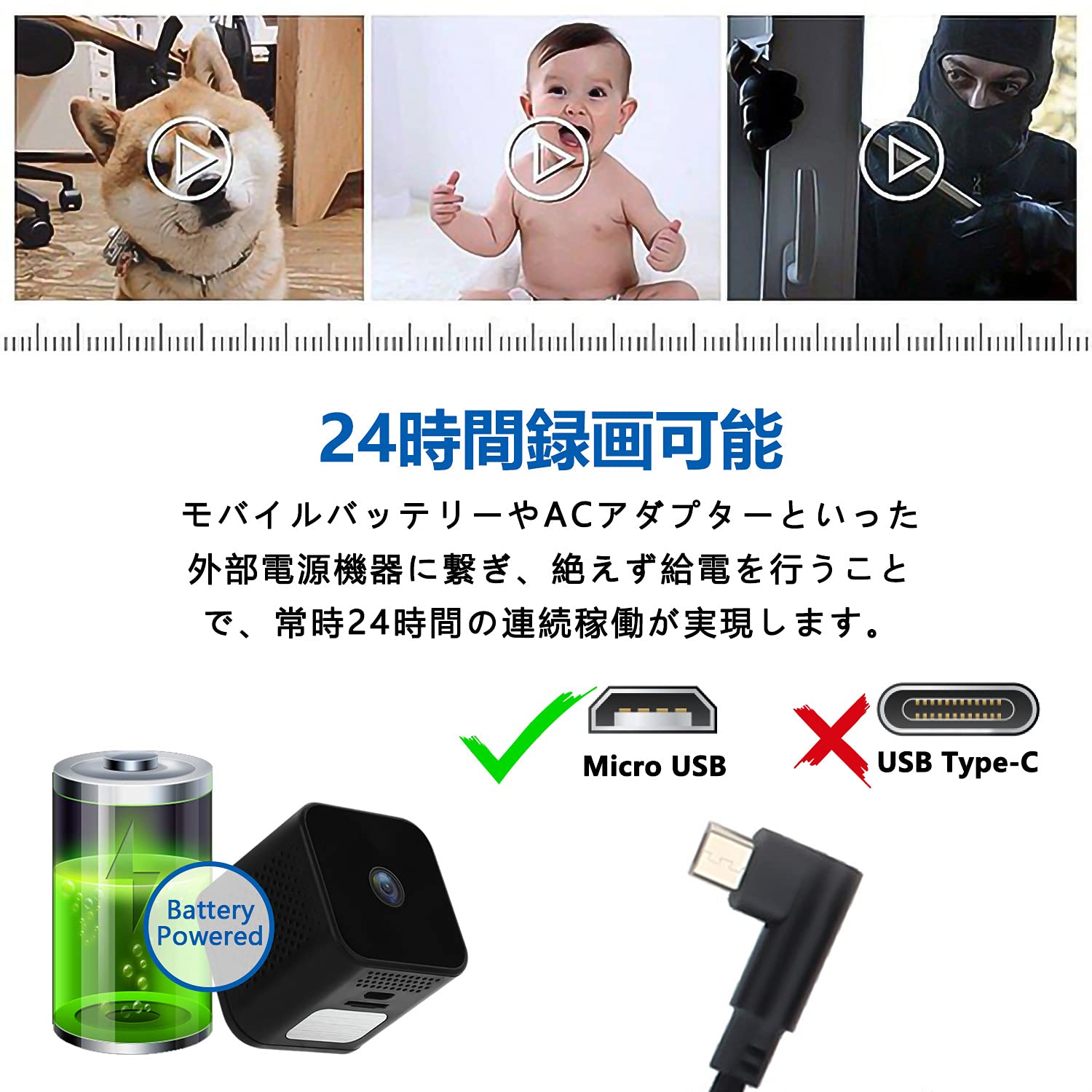 Amazon.co.jp: WiFi 超小型カメラ 隠しカメラ 長時間録画 HD 1080P高