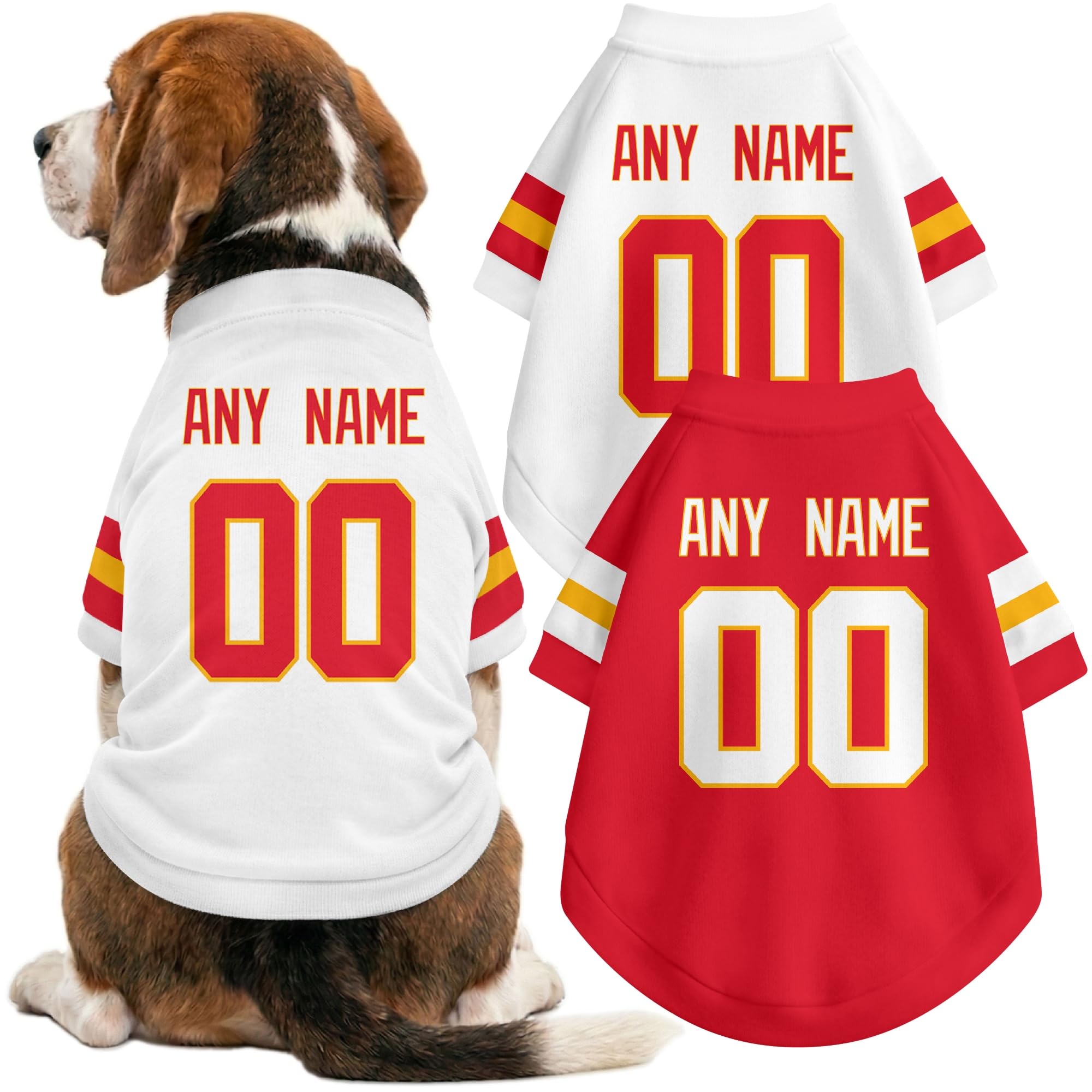 Kansas Dog Clothes Jersey Style Custom Pet T Shirt with Personalized Name Number for Small Medium Large Dogs