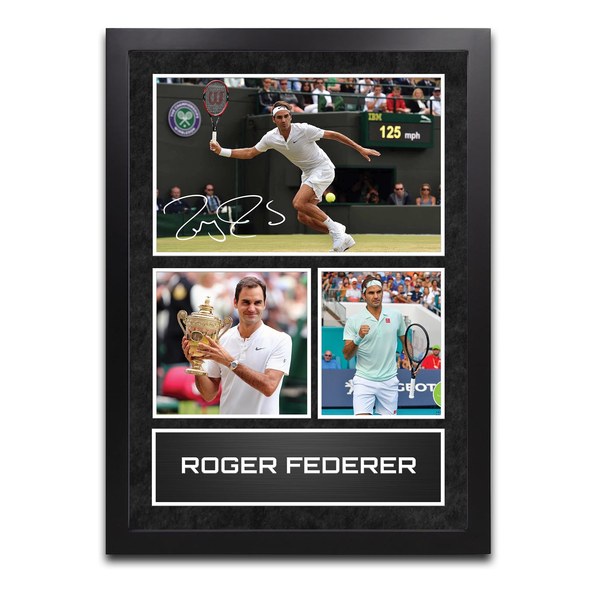Memorabilia Hub A4 Framed Roger Federer Tennis Printed Autograph Memorabilia - Framed Gift (A4 Framed)