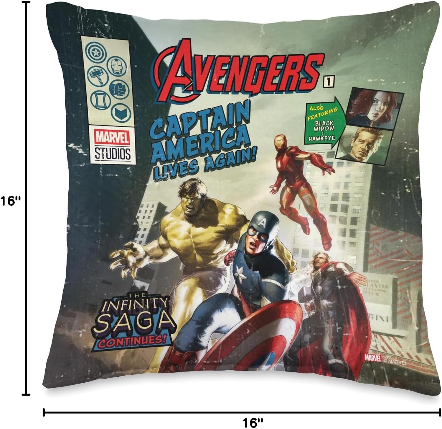 Marvel Avengers The Infinity Saga Retro Comic Cover Throw Pillow