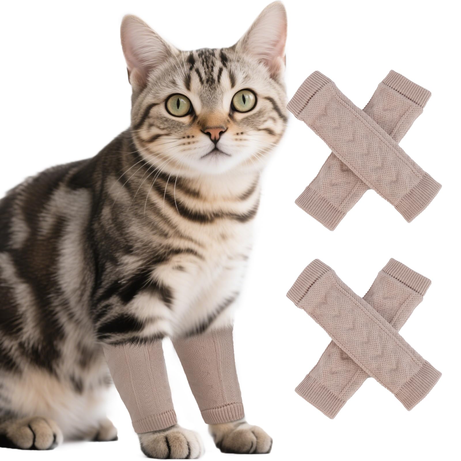 PUMYPOREITY 4 Pcs Anti Licking Sleeve For Cats, Elbow Sleeve Scratching Prevention Protection Wraps(Cinnamon, S) — image 1