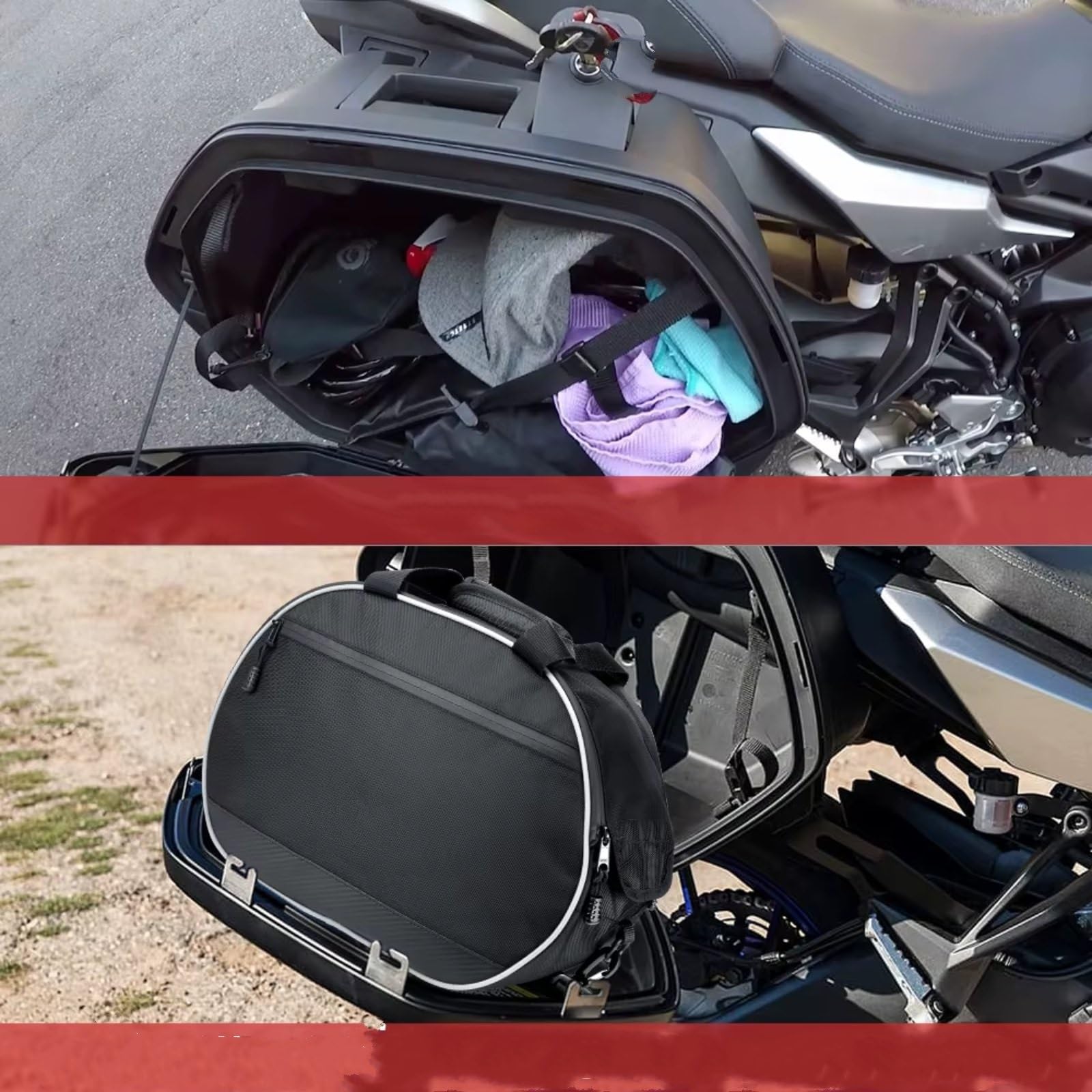 Motorradtasche Kompatibel Mit Tracer 900GT 2018 2019 2020-2022 Für MT07 Für MT09 Für FJR1300 Für TDM Motorradtasche Sattelgepäcktaschen Pannier Liner