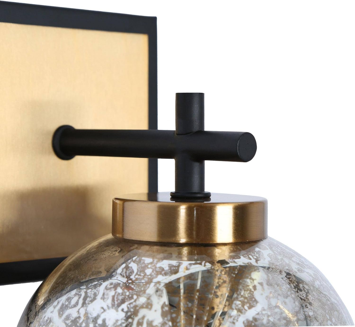 KSANA Sconce Wall Lighting, Black and Gold Wall Mount Sconce Light, Modern 1-Light Bathroom Light Fixtures with Mercury Glass Shade for Stairway, Living Room and Kitchen