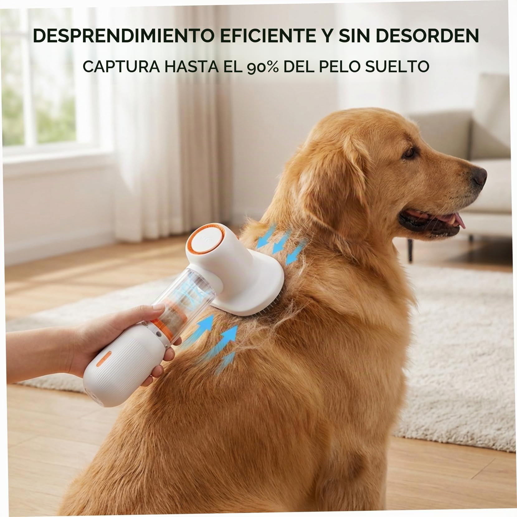 Cepillo aspirador para perros, aspirador 4 en 1 para perros y gatos con autolimpieza, diseño inalámbrico, herramienta de aseo para pelo corto y mediano, cepillo para
