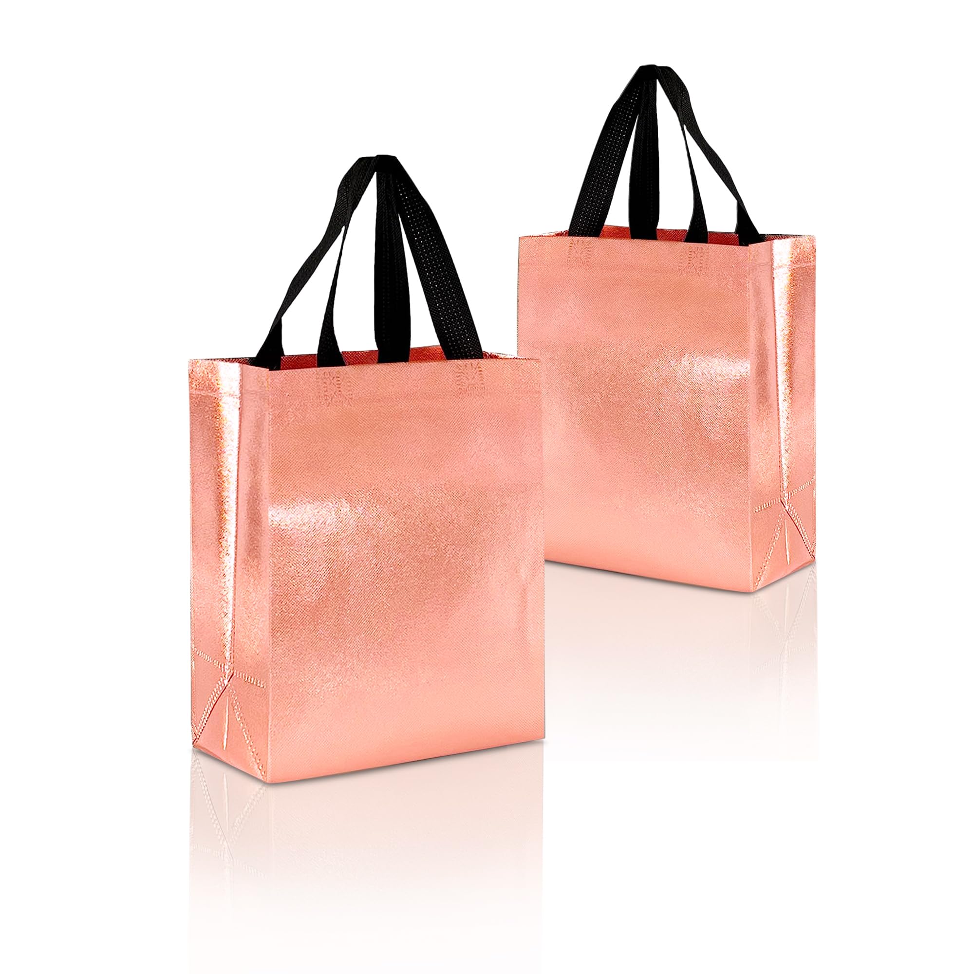 Lavya Extra-Small Size Pack of 20 Pcs Glossy Metallic Laminated Non-Woven Reusable Eco-Friendly Party Return Gift Bags (Rose Gold) (Extra-Small 6.75x9x3 Inch)