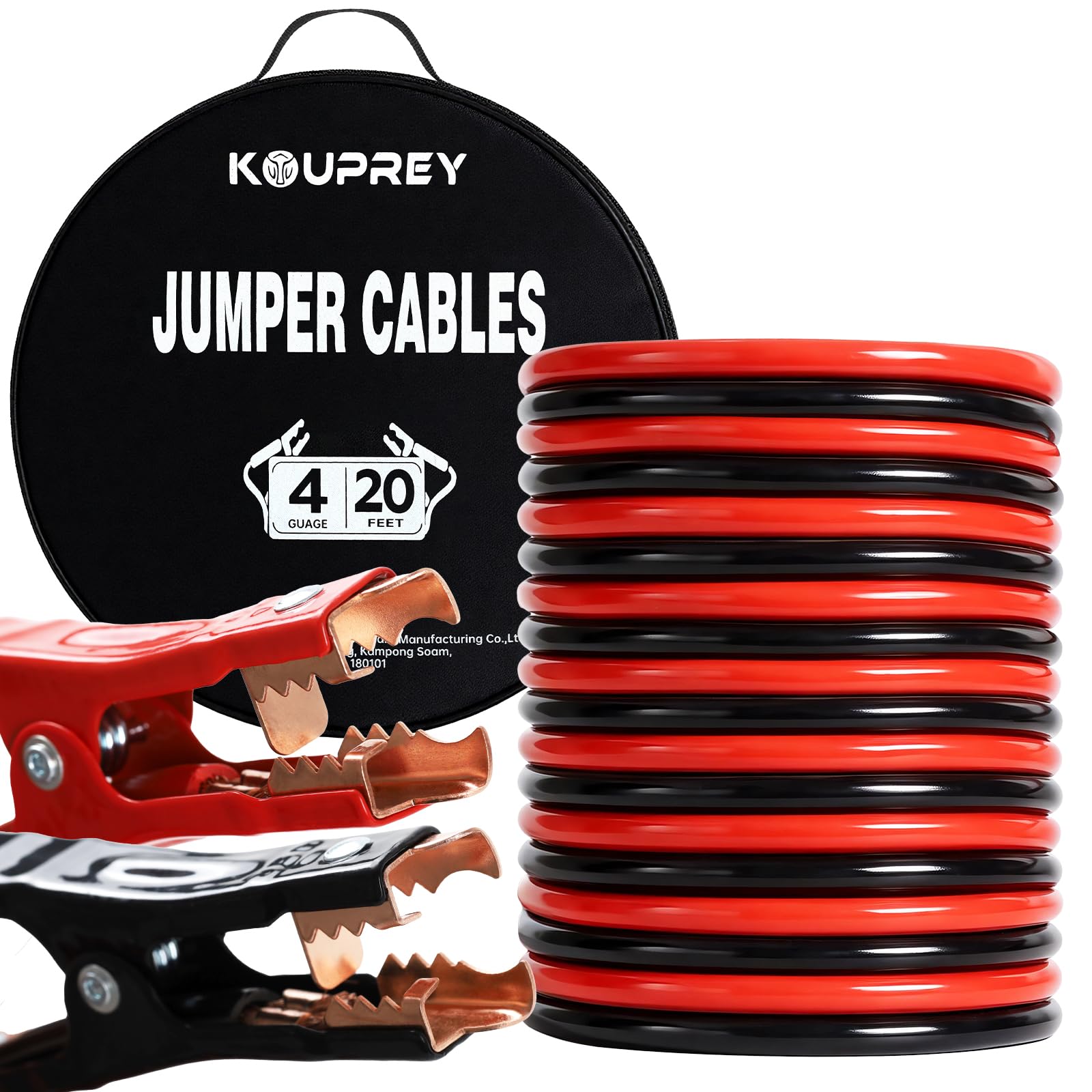 4 Gauge Jumper Cables for Car, 20FT Jumper Cable for SUV and Trucks Battery, Heavy Duty Automotive Booster Cables for Jump Starting Dead or Weak Batteries with Carry Bag