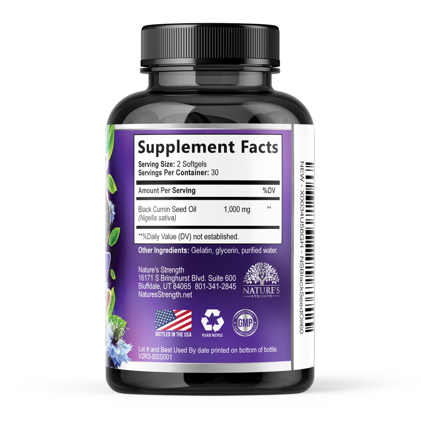 Black Seed Oil Capsules, 1000mg Per Serving - Best Cumin Seed Oil - Pure Nigella Sativa Black Seed Oil & Thymoquinone - Amazing Antioxidant for Skin Support Supplement - Bottled in USA - 60 Softgels — Amazon image 9