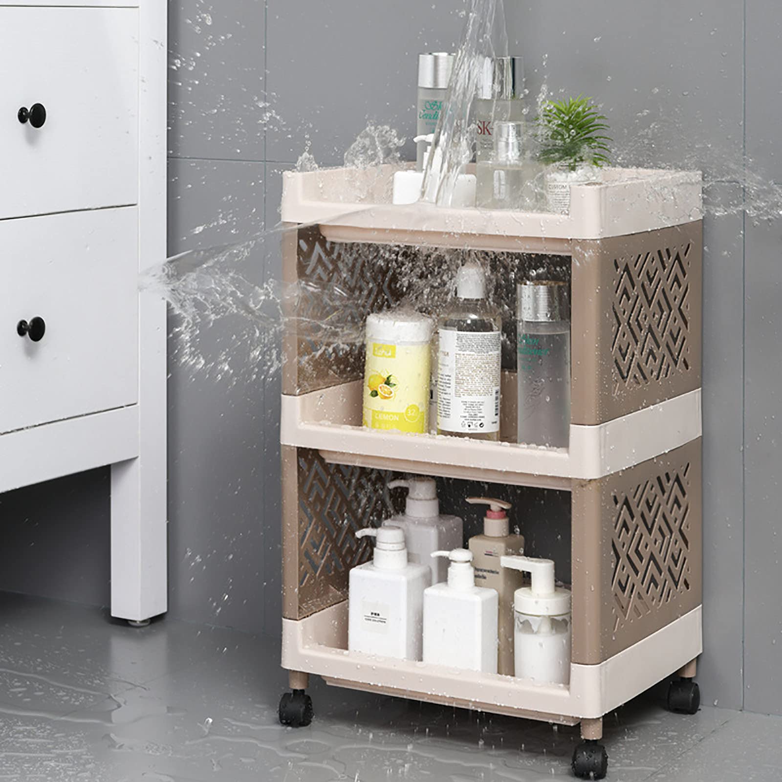 Exquisitos estantes de baño Estante de Almacenamiento de baño Unidad de Almacenamiento rodante Carro Organizador Plástico Piso a Techo Cocina Baño Inodoro Estante de Almacenamiento