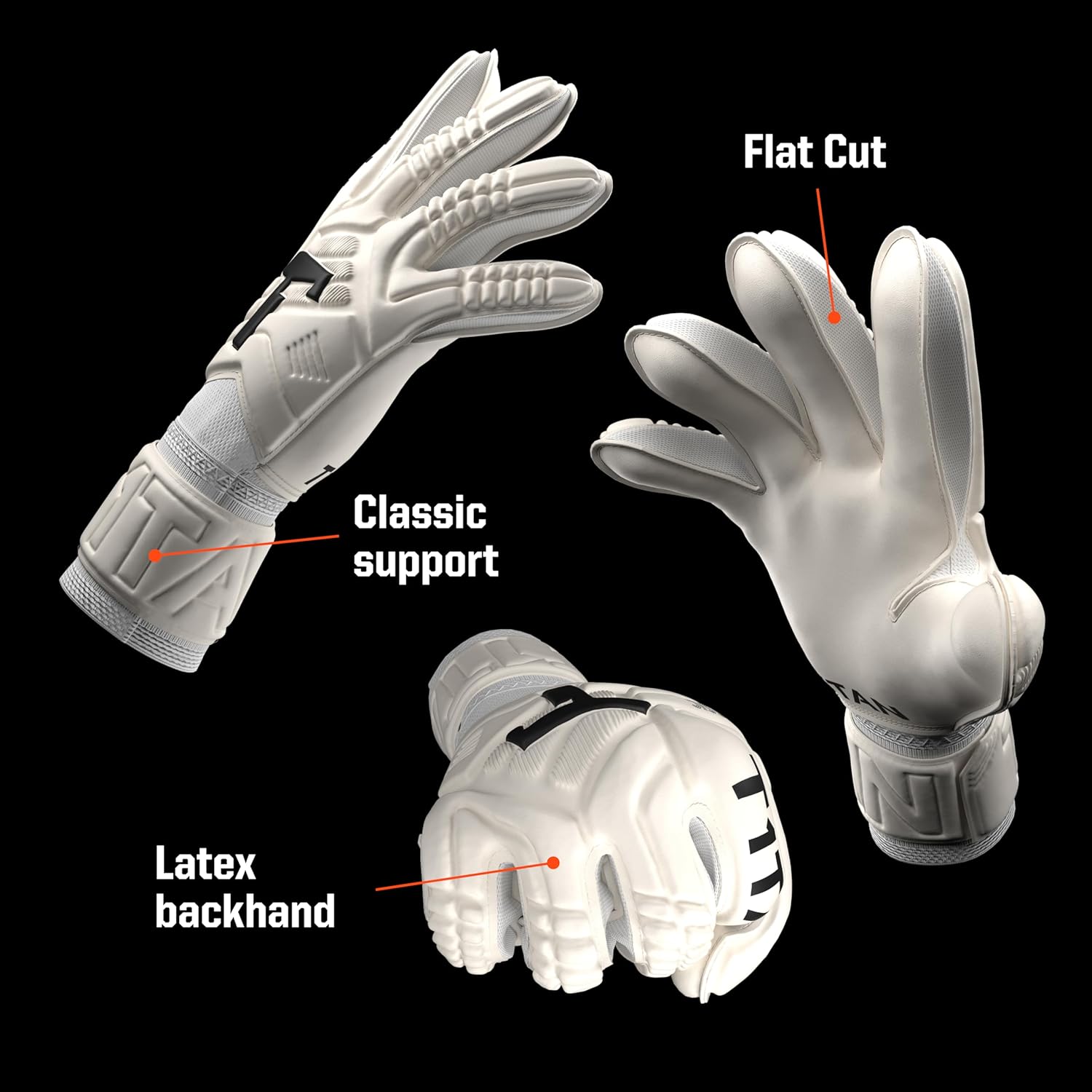 T1TAN Goalkeeper Training Gloves Adult, Classic White-Out & Black-Out, Size 6-11, Soccer Goalie Gloves, Professional Goal Keeper Gloves for Youth, Men & Women, Breathable & 3mm Memory Foam