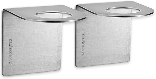 Miniatura 1 de MaisoNovo Soporte adhesivo para jabón, juego de 2 soportes para botellas de champú, plateado, soporte para botella de jabón, soporte para jabón