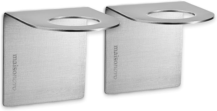 MAISONOVO Adhesive Soap Holder | Shampoo Bottle Holder Set of 2 - Silver | Soap Bottle Holder | Wall Mounted Soap Holder | Soap Dispenser Holder