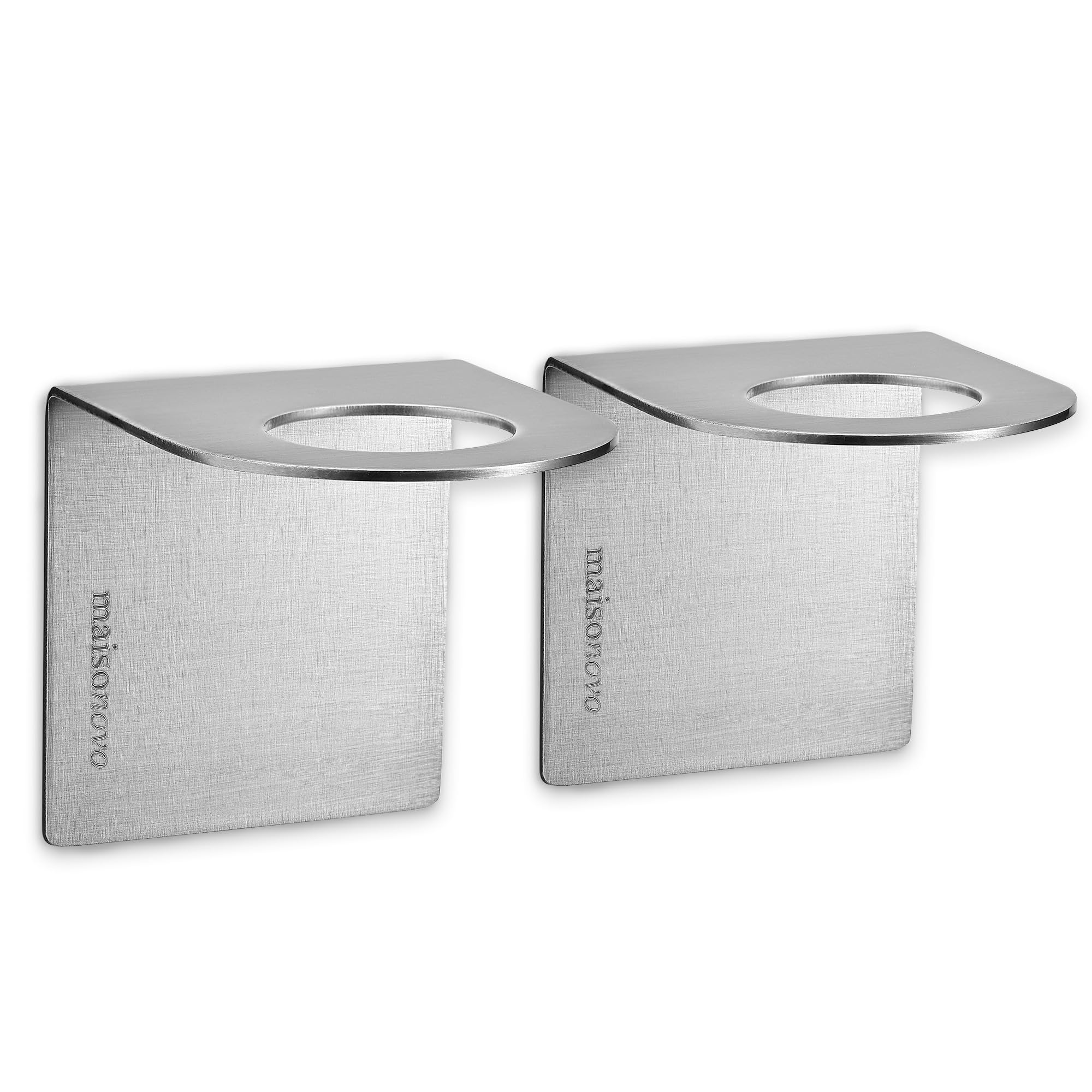 MaisoNovo Adhesive Soap Holder | Shampoo Bottle Holder Set of 2 - Silver | Soap Bottle Holder | Wall Mounted Soap Holder | Soap Dispenser Holder