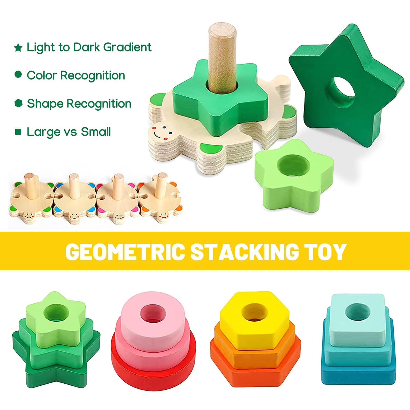 Goorder Giochi Bambini, Giocattoli da Puzzle in Legno, Giocattolo Montessori Educativo Ordinamento Blocchi Costruzioni, Ragazzo Ragazza per 1 2 3 4 Anni, Regalo per Compleanno e Natale