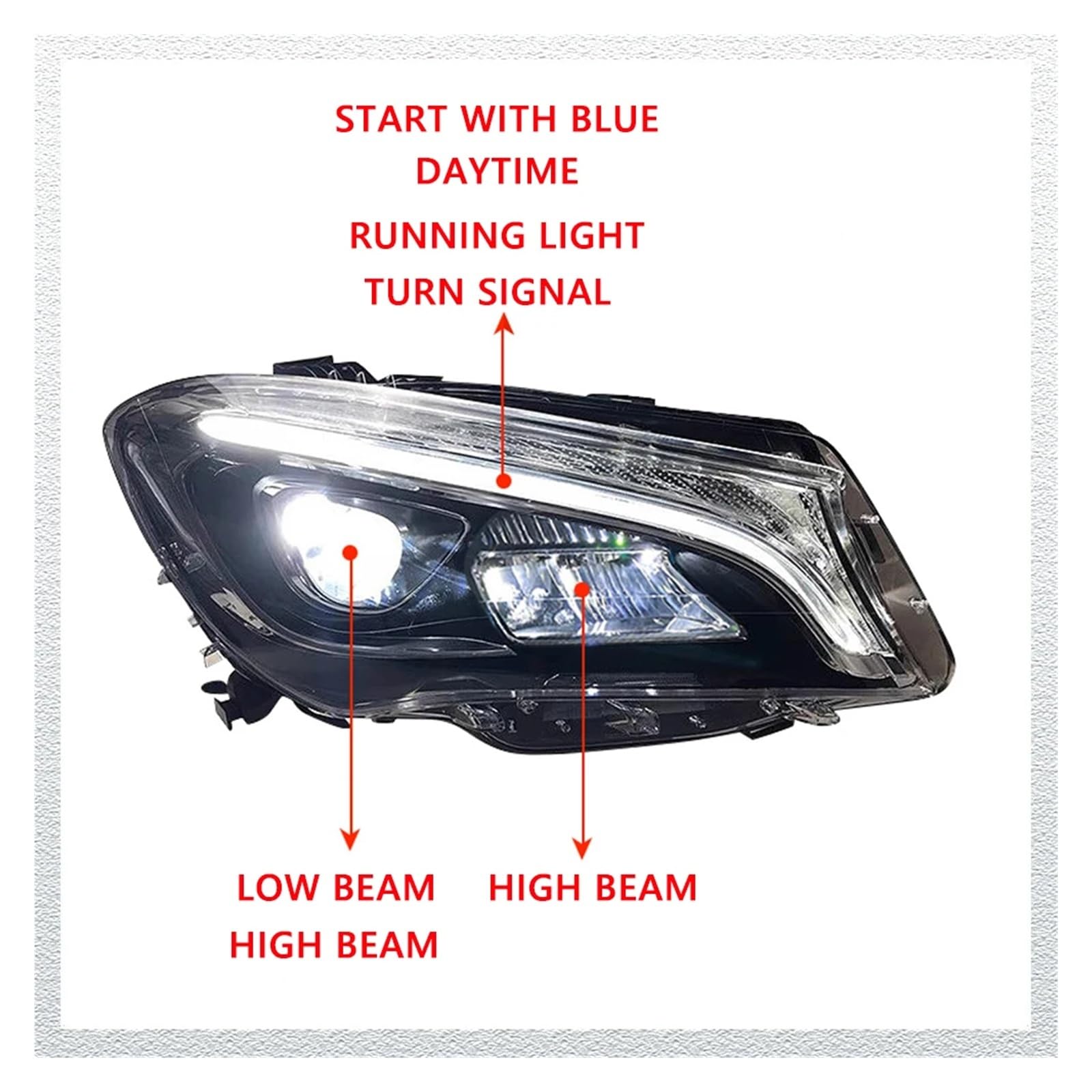 Pasuje do Be//nz CLA W117 13-19 Led DRL reflektor samochodowy montaż sygnału akcesoria samochodowe zmodyfikowana lampa reflektory LED(For original xenon)