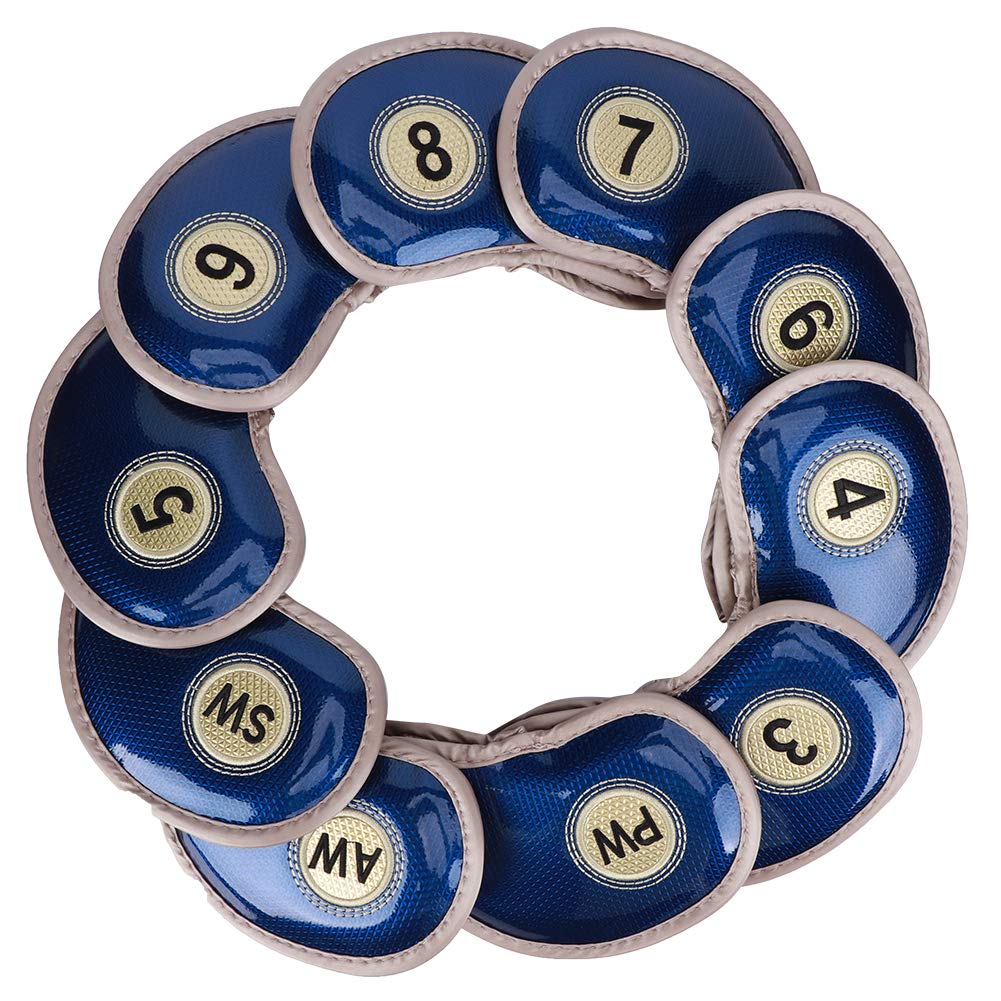 RiToEasysports Paquete de 10 Fundas para la Cabeza de Hierro para planchas de Golf, Fundas Protectoras Impermeables para la Cabeza del Club de Golf de Hierro PU