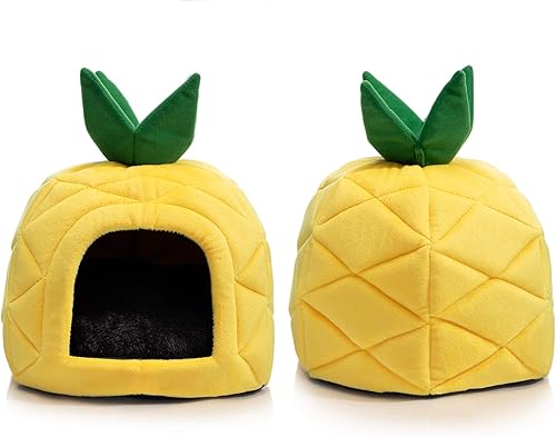 Miniatura 3 de Hollypet Cálido Pequeño Animales Cama Cerdo Holandés Hámster Nido Erizo Rata Chinchilla Guinea Hábitat Mini Casa, Amarillo