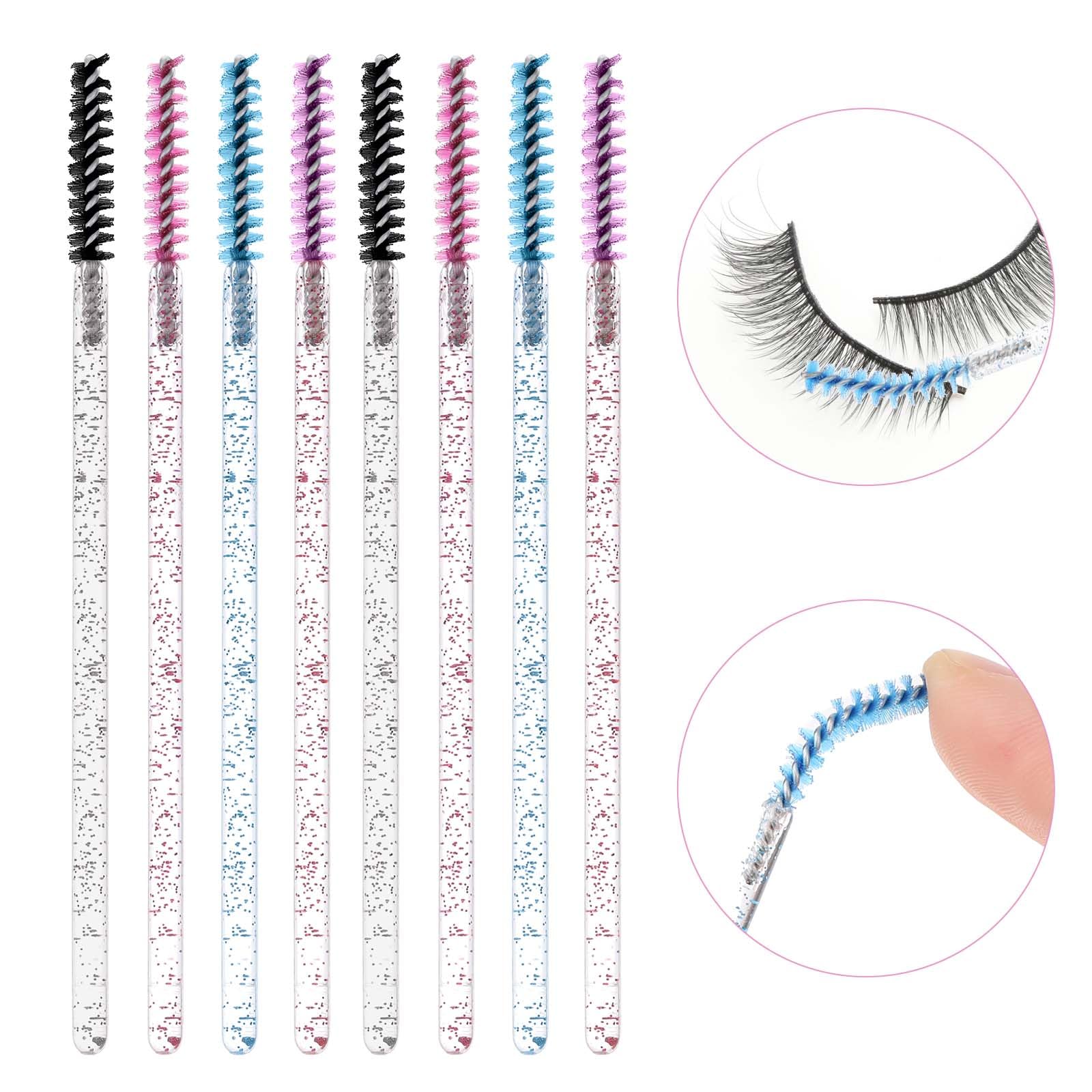 200 varitas desechables para rímel, mini cepillos de pestañas, carretes delgados para extensiones de pestañas, suministros de extensión de pestañas (4 colores)
