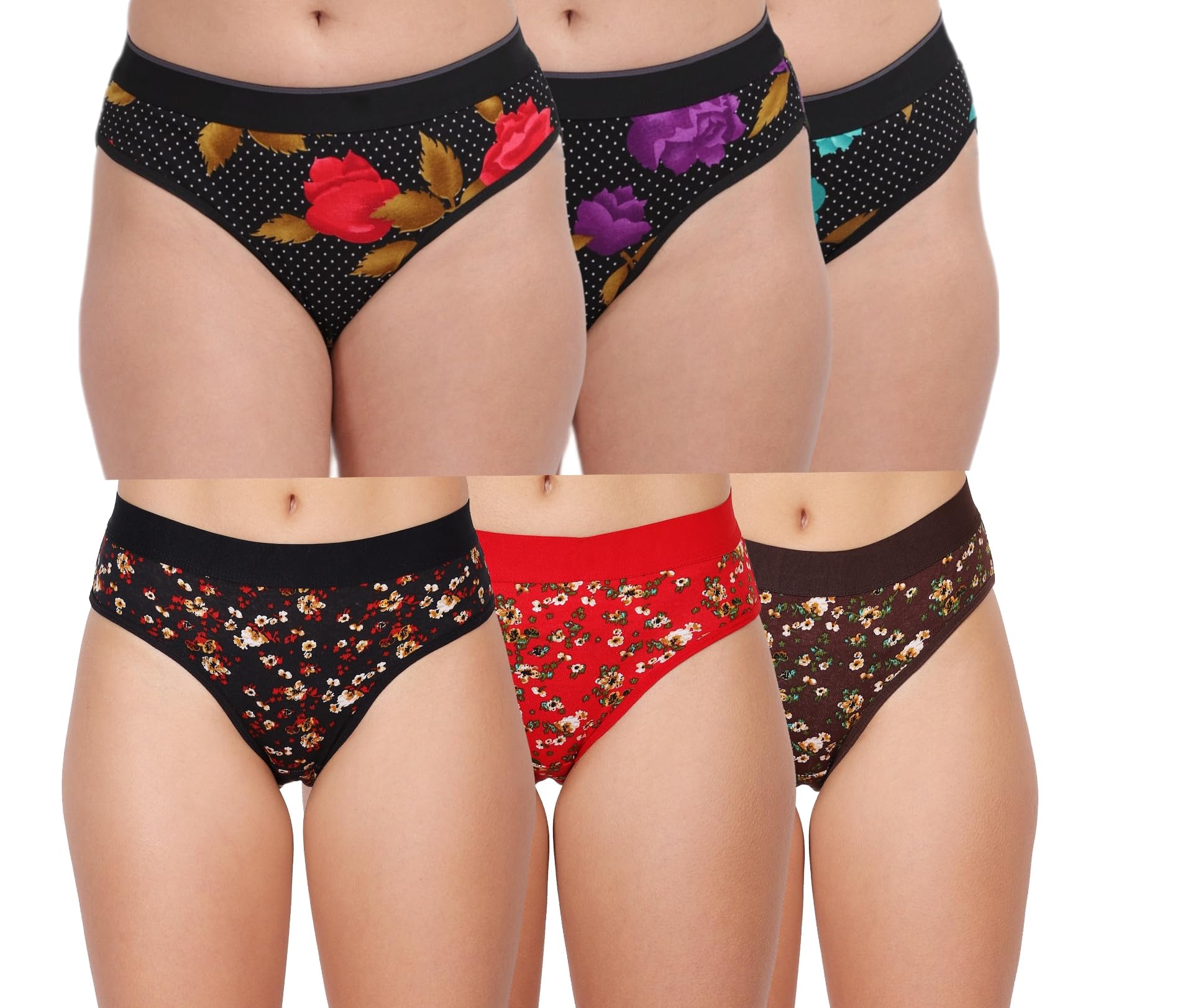 CLOVIN Women Panty Pure Cotton Hipsters Panties Women's Briefs Pack of 6-image-27