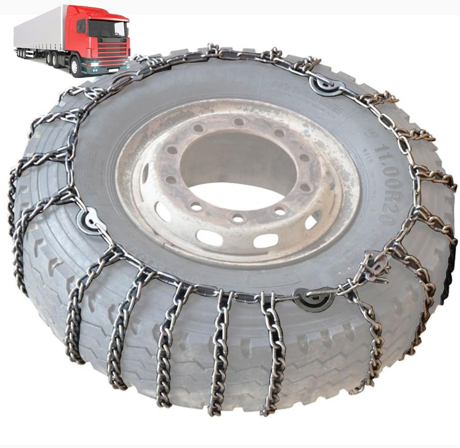 Set of 2 9mm Snow Chains for Trucks & SUV – Reinforced Anti-Skid Chains –Easy On and Off for Ice Snow and Mud Road 8.25-16 9mm 6.50-16