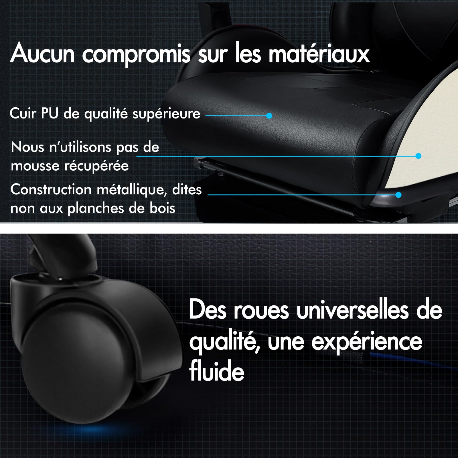 ALFORDSON Chaise de Jeu vidéo, Ergonomique, Fauteuil Gamer, de Massage, Repose-Pieds rétractable, en Cuir synthétique, réglable en Hauteur et inclinable, capacité de Charge de 180 kg, Noir