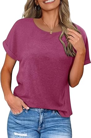 KISSMODA Summer Short Sleeve T Shirt Loose Fit Casual Dressy Women Top 2025 Trendy Ladies Fashion Blouses(S-3XL)
