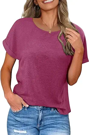 KISSMODA Summer Short Sleeve T Shirt Loose Fit Casual Dressy Women Top 2025 Trendy Ladies Fashion Blouses(S-3XL)