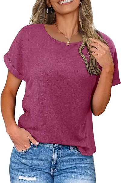 KISSMODA Summer Short Sleeve T Shirt Loose Fit Casual Dressy Women Top 2025 Trendy Ladies Fashion Blouses(S-3XL)
