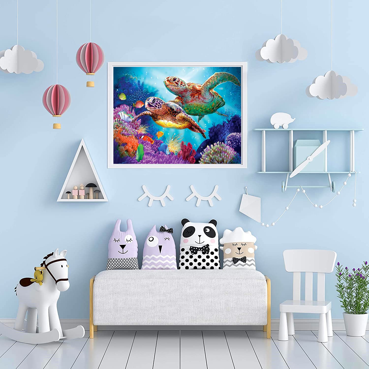 KEYIFA Paint By Numbers Per Adulti - Kit Tartaruga Marina 50x40cm - Fai Da Te Rilassante Con Colori Acrilici