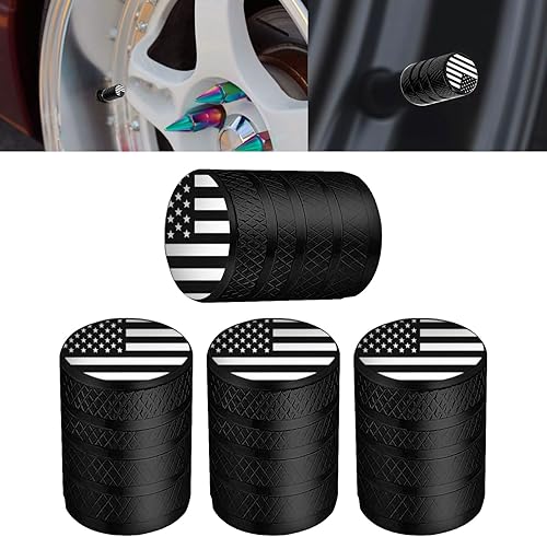 x xotic tech Juego de 4 tapas de tapa de válvula de neumático con bandera estadounidense, aleación de aluminio anodizado, resistente a la corrosión,