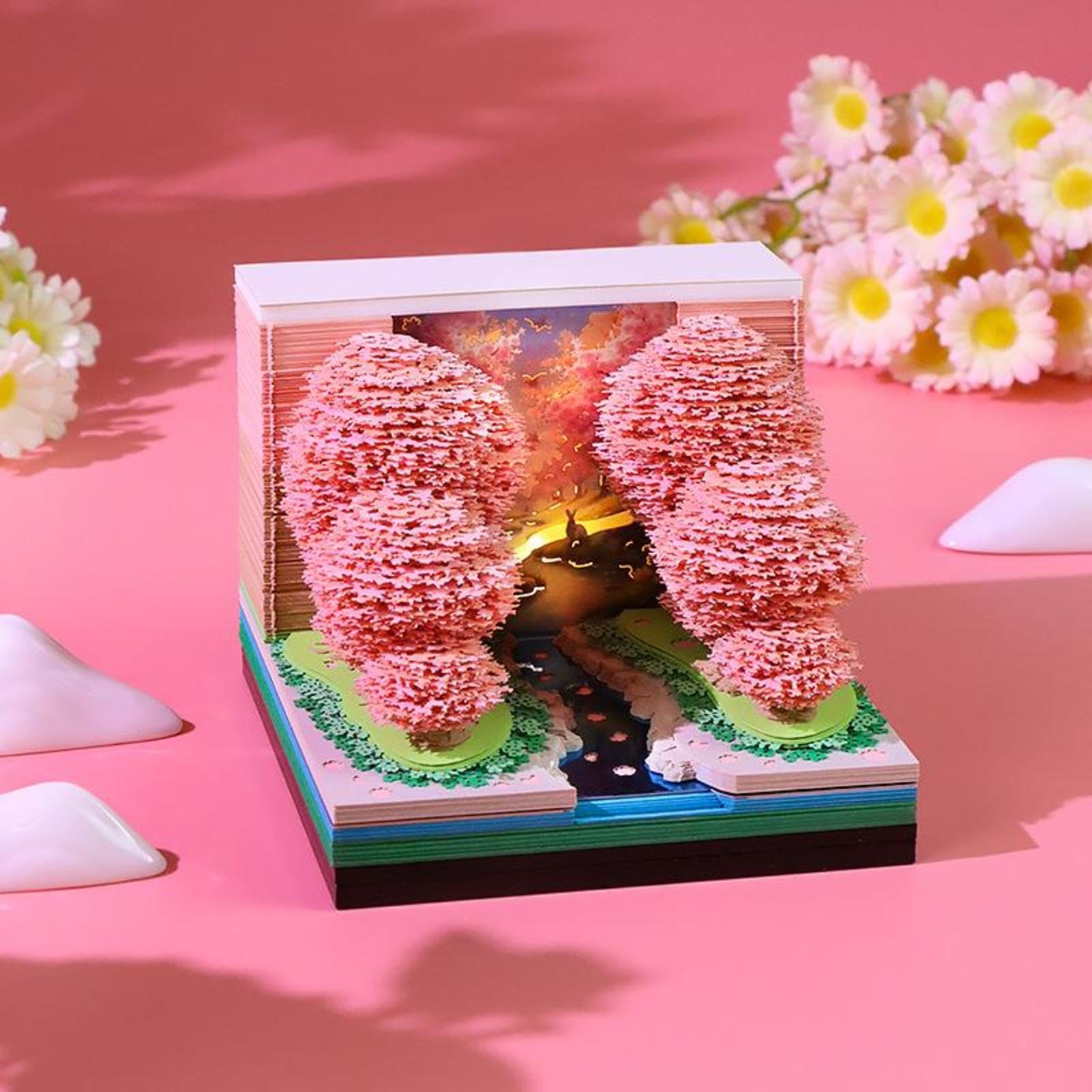 3D-Kalender 2027, Notizblock, leuchtender | Künstlerkalender, Skulptur aus Papier, für Männer, Frauen, Studenten, Lehrer, Zuhause, Büro, Schlafzimmer, Nachttisch