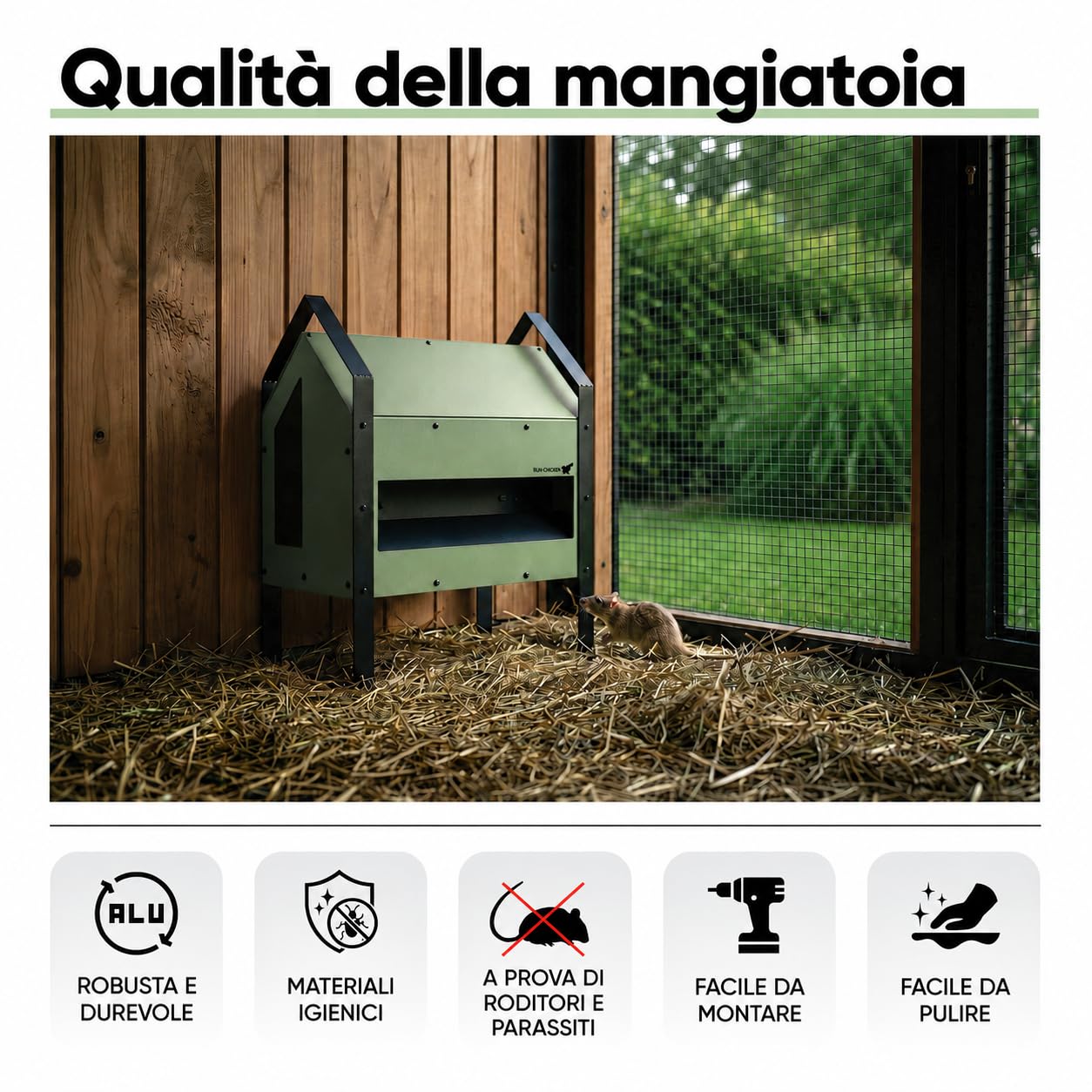 RUN-CHICKEN GO Feeder Mint - Mangiatoia automatica per polli con controllo app, capacità di 12 litri, in alluminio, batteria USB-C, timer, GPS e modalità manuale, fino a 6 polli