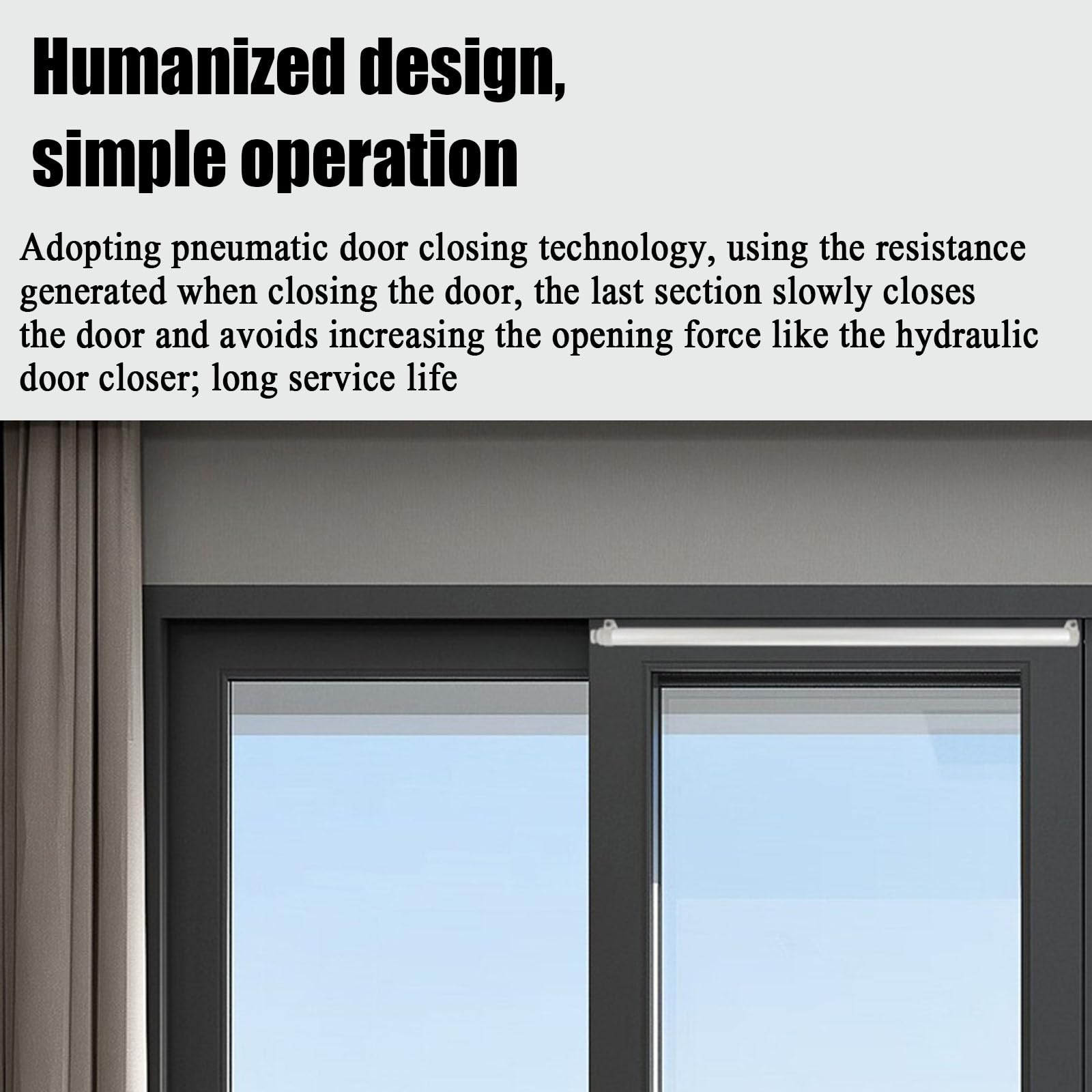 Self-Closing Sliding Patio Door Closer – Pneumatic Damping With Two-Stage Speed Adjust For Doors 29.5"-51" Wide