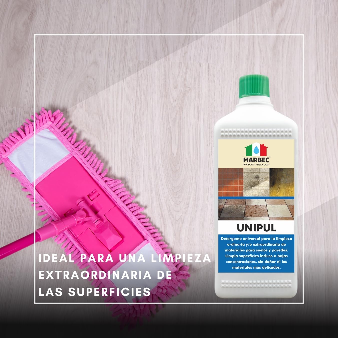 MARBEC UNIPUL 1LTX6Uds Detergente concentrado universal para todo tipo de suelos y revestimientos