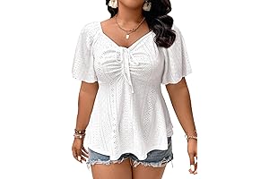 White Plus Size Top: Embroidered and Exquisite