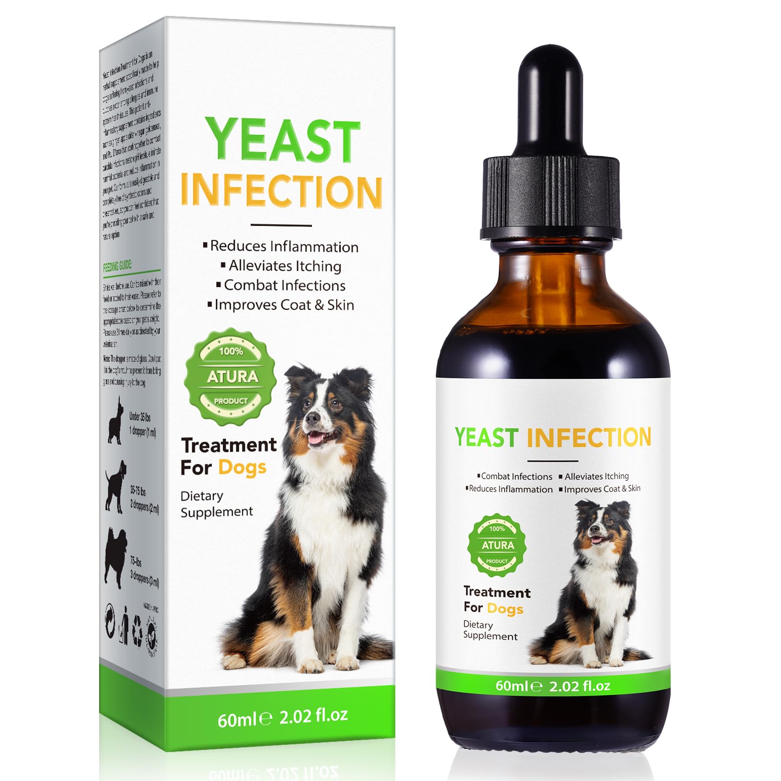 Natural Yeast Infection Treatment for Dogs - Effective Dog Ear Infection Treatment & Allergy Relief, Reduces Inflammation, Alleviates Itching, Combats
