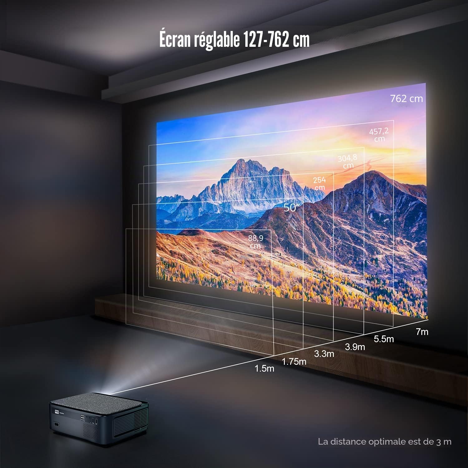 Vidéoprojecteur 4K WiFi Bluetooth, 35000 Lumen Full HD 1080P RetroProjecteur, WiMiUS Portable Projecteur 4K Supporté Zoom 50% Home Cinéma/Extérieur pour Phone/TV Stick/PS5