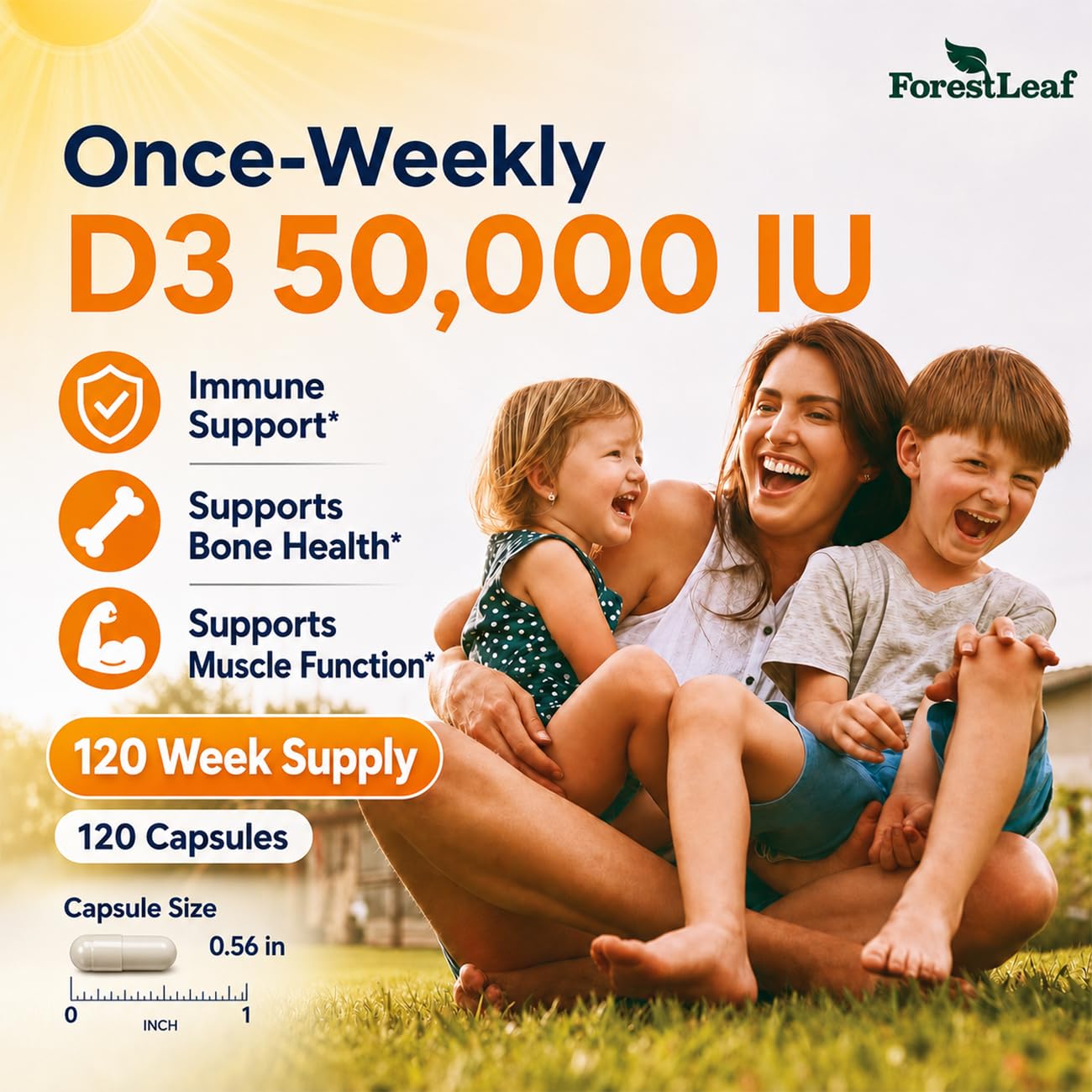 ForestLeaf Vitamin D3 50,000 IU High Potency Weekly Supplement, 120 Ct — Amazon image 2