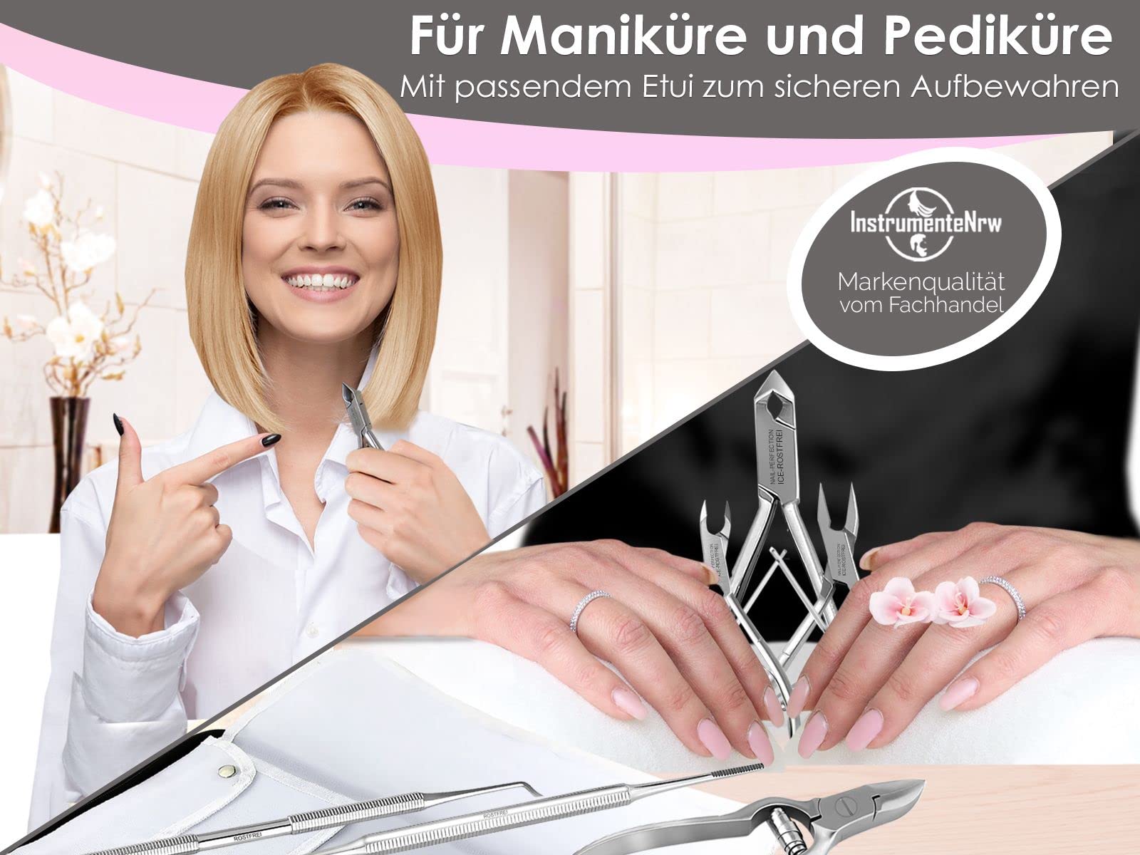 Fußpflegeinstrumente Set zur Fußpflege 8-teiliges Maniküre und Pediküre Set | Nagelzange Set aus Edelstahl für eine präzise Nagelpflege Inkl. Eckenheber & Eckenfeile für eingewachsene Nägel oder Fußnägel