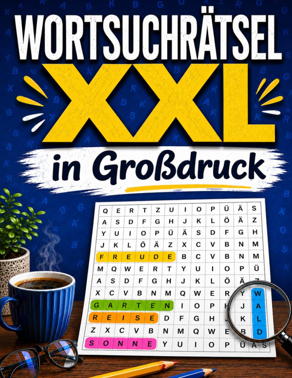 Wortsuchrätsel XXL in Großdruck: 50 entspannende Rätsel für Erwachsene & Senioren mit Lösungen