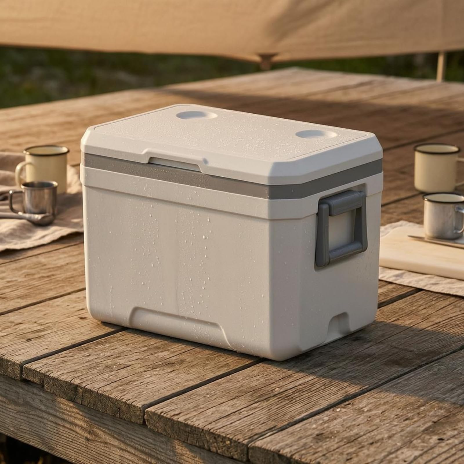 Contenitore Termico con Coperchio a Cerniera Isolamento in Schiuma PU Box Frigo Rigido Apertura Dall'alto Ghiacciaia Portatile per Esterno