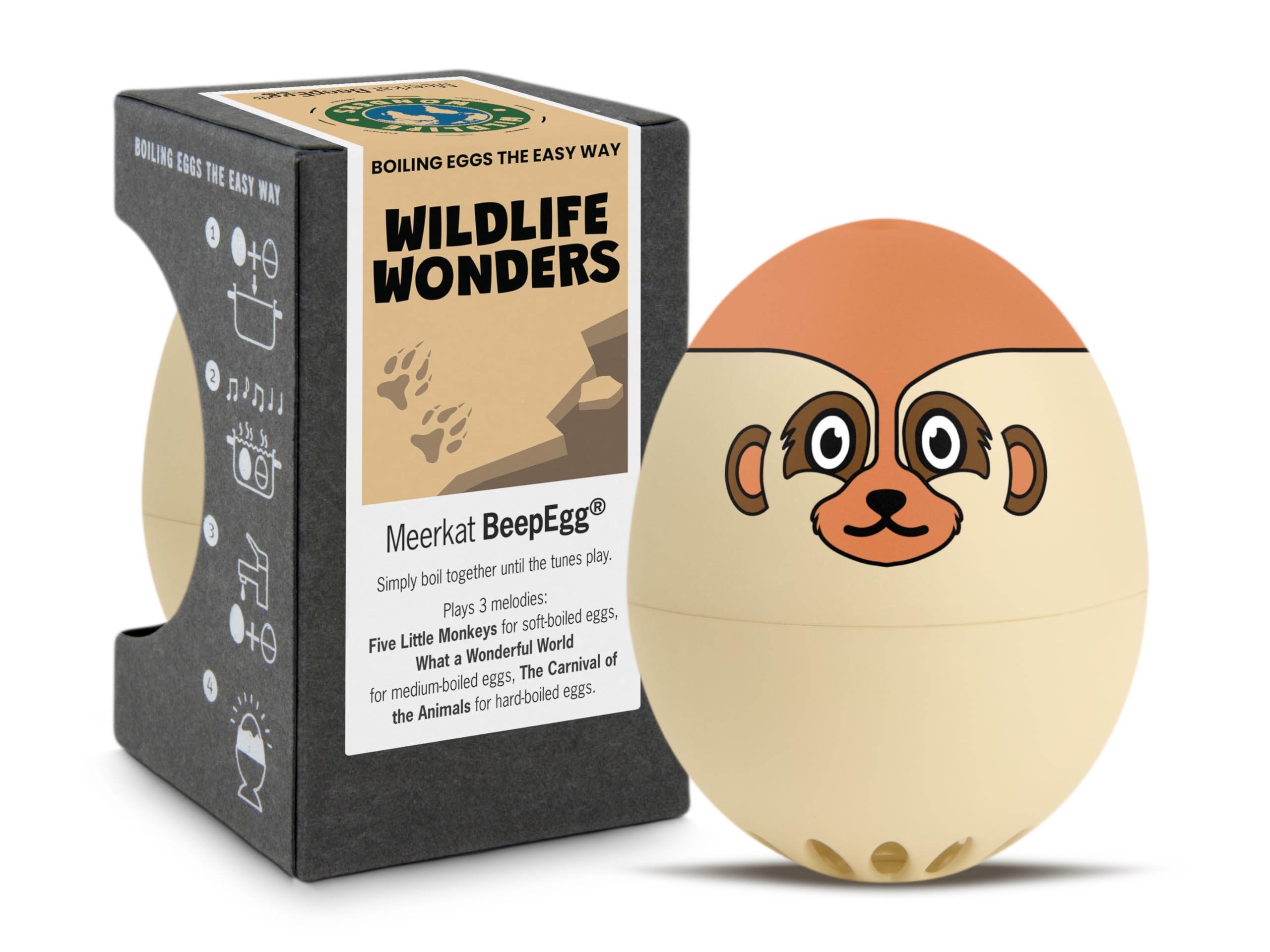 Brainstream Meerkat Piepei - Singing Egg Timer For Cooking With - Egg Cooker For 3 Hardness Levels - Cute Gifts - Funny Cooking Egg - Music Egg Timer