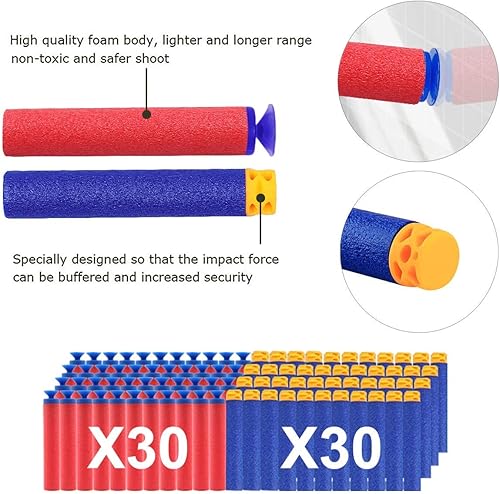 Miniatura 5 de POKONBOY Paquete de 2 pistolas de juguete para niños con paquete de 60 dardos de espuma suave para niños regalos de cumpleaños suministros de fiesta