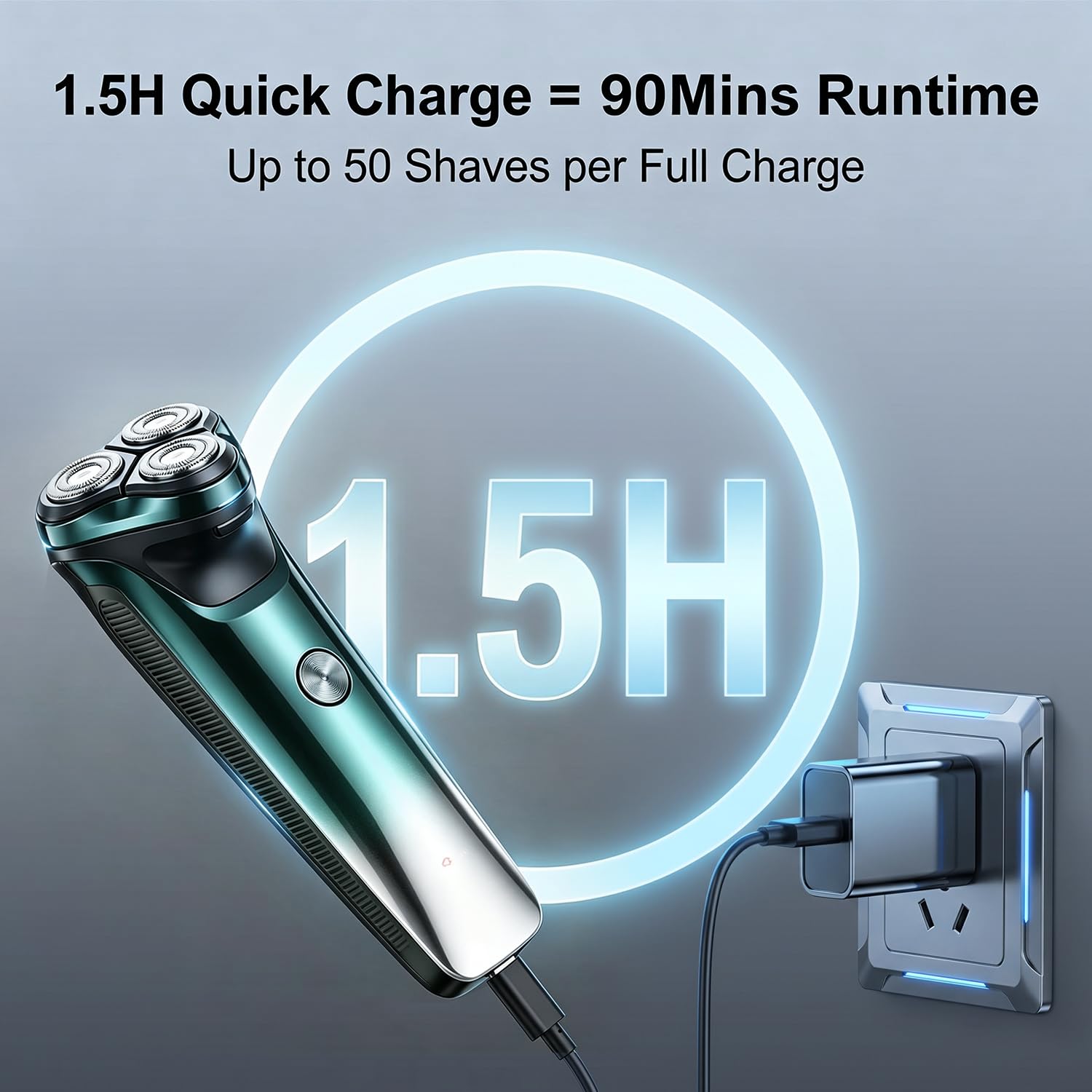 Ordele Electric Razor for Men, 2026 Upgraded Electric Shavers for Men, USB-C Rechargeable, Wet & Dry Shaver with Pop-up Trimmer and Travel Case (Green) view 3