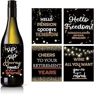 10 Pcs Retirement Wine Label, Hello Pension Goodbye Tension Wine Bottle Stickers, Retirement Gifts, Retirement Party Decorations Supplies