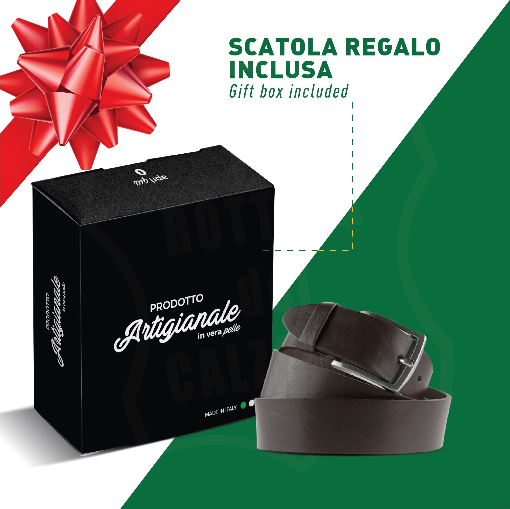 La Bottega del Calzolaio Cintura Uomo Donna Cuoio Vera Pelle 4 cm