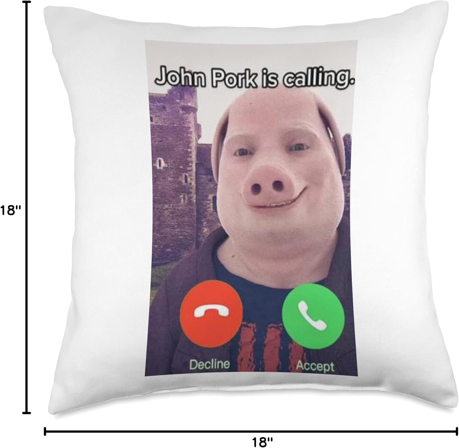 John Pork is Calling Funny Answer Call Phone Throw Pillow
