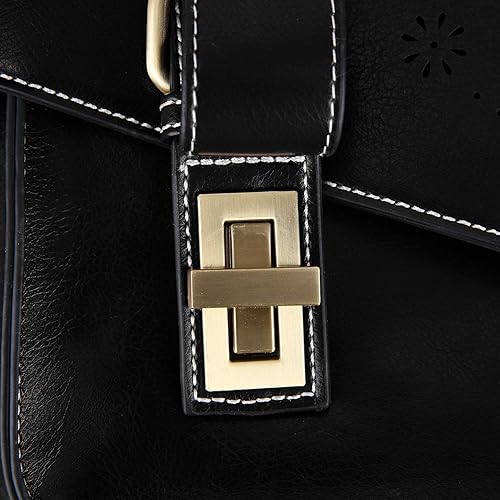 Miniatura 8 de ECOSUSI Mochila para mujer, maletín para laptop, de cuero vegano, para portátiles de 15.6 pulgadas, color negro