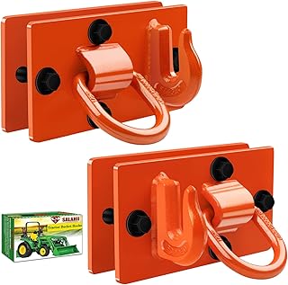 Tractor Bucket Hooks | Grade 70 Forged Steel Bolt On Grab Hook Tow Hook Mount| Heavy Duty Tractor Bucket Accessories | Perfect for Tractor Bucket, RV, UTV, Truck and More, Max 17000 lbs Orange, 2 Pack